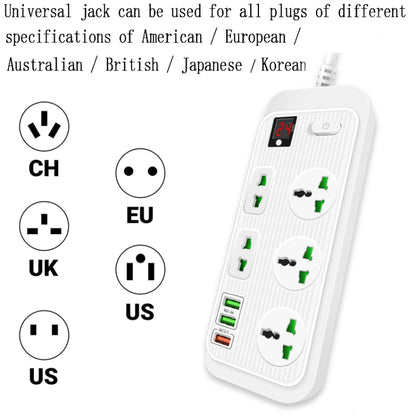 T17 3000W High-power 24-hour Smart Timing Socket QC3.0 USB Fast Charging Power Strip Socket , Cable Length: 2m, US Plug