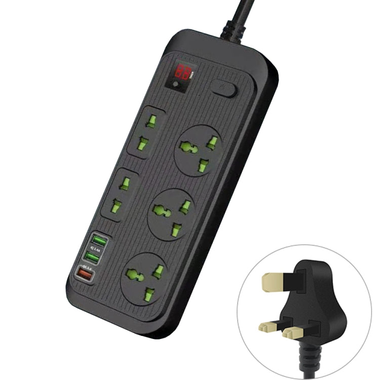 T17 3000W High-power 24-hour Amart Timing Socket QC3.0 USB Fast Charging Power Strip Cable Length 2m, UK Plug