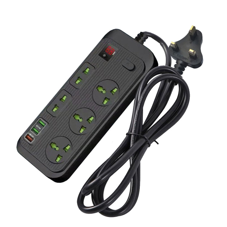 T17 3000W High-power 24-hour Amart Timing Socket QC3.0 USB Fast Charging Power Strip Cable Length 2m, UK Plug