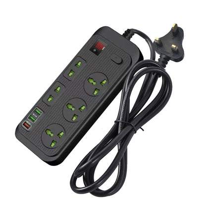 T17 3000W High-power 24-hour Amart Timing Socket QC3.0 USB Fast Charging Power Strip Cable Length 2m, UK Plug