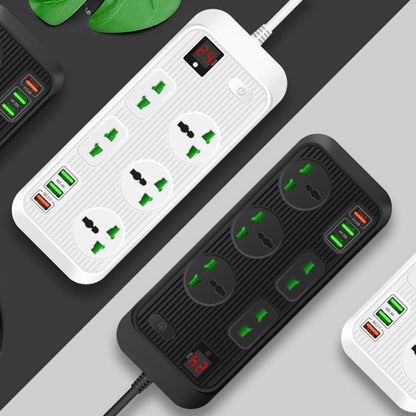 T17 3000W High-power 24-hour Amart Timing Socket QC3.0 USB Fast Charging Power Strip Cable Length 2m, UK Plug