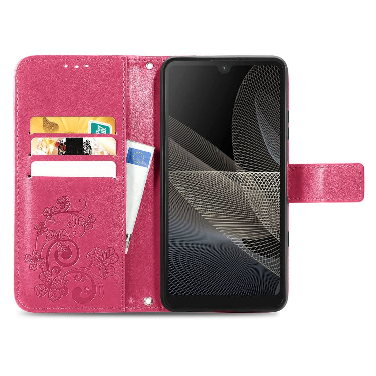 Four-leaf Clasp Embossed Buckle Mobile Phone Protection Leather Case with Lanyard & Card Slot & Wallet & Bracket Function, For Sony Xperia Ace II, For Sony Xperia 10 III, For Sony Xperia 1 III, For ZTE Axon 30 Ultra 5G, For Sharp R6                    ...