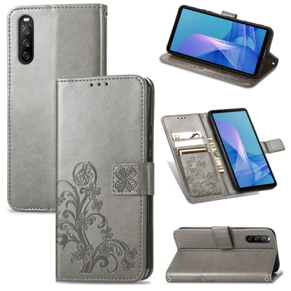 Four-leaf Clasp Embossed Buckle Mobile Phone Protection Leather Case with Lanyard & Card Slot & Wallet & Bracket Function, For Sony Xperia Ace II, For Sony Xperia 10 III, For Sony Xperia 1 III, For ZTE Axon 30 Ultra 5G, For Sharp R6                    ...