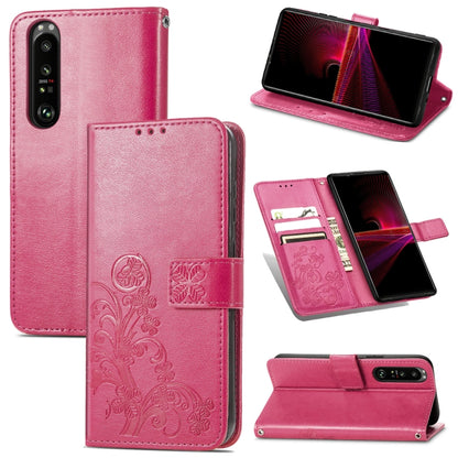 Four-leaf Clasp Embossed Buckle Mobile Phone Protection Leather Case with Lanyard & Card Slot & Wallet & Bracket Function, For Sony Xperia Ace II, For Sony Xperia 10 III, For Sony Xperia 1 III, For ZTE Axon 30 Ultra 5G, For Sharp R6                    ...