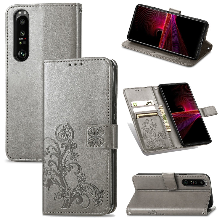 Four-leaf Clasp Embossed Buckle Mobile Phone Protection Leather Case with Lanyard & Card Slot & Wallet & Bracket Function, For Sony Xperia Ace II, For Sony Xperia 10 III, For Sony Xperia 1 III, For ZTE Axon 30 Ultra 5G, For Sharp R6                    ...