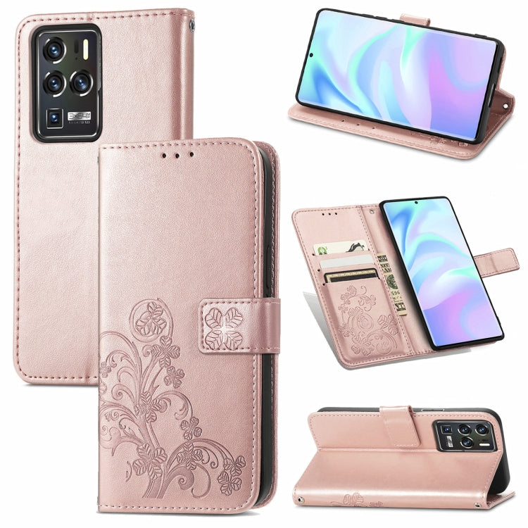 Four-leaf Clasp Embossed Buckle Mobile Phone Protection Leather Case with Lanyard & Card Slot & Wallet & Bracket Function, For Sony Xperia Ace II, For Sony Xperia 10 III, For Sony Xperia 1 III, For ZTE Axon 30 Ultra 5G, For Sharp R6                    ...