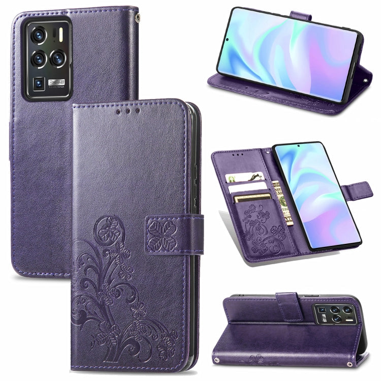 Four-leaf Clasp Embossed Buckle Mobile Phone Protection Leather Case with Lanyard & Card Slot & Wallet & Bracket Function, For Sony Xperia Ace II, For Sony Xperia 10 III, For Sony Xperia 1 III, For ZTE Axon 30 Ultra 5G, For Sharp R6                    ...