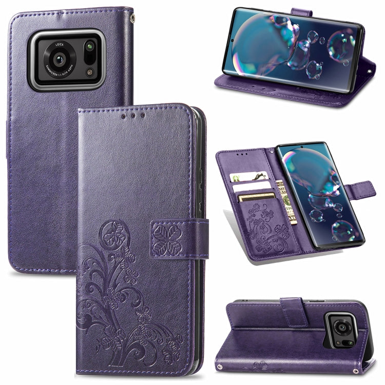 Four-leaf Clasp Embossed Buckle Mobile Phone Protection Leather Case with Lanyard & Card Slot & Wallet & Bracket Function, For Sony Xperia Ace II, For Sony Xperia 10 III, For Sony Xperia 1 III, For ZTE Axon 30 Ultra 5G, For Sharp R6                    ...