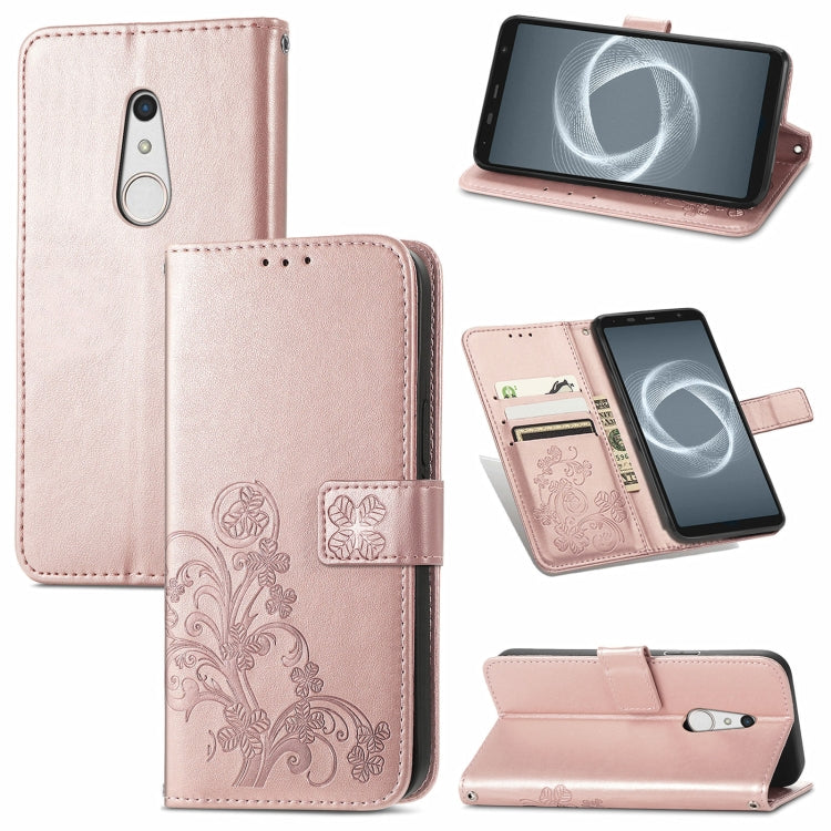 Four-leaf Clasp Embossed Buckle Mobile Phone Protection Leather Case with Lanyard & Card Slot & Wallet & Bracket Function, For Sony Xperia Ace II, For Sony Xperia 10 III, For Sony Xperia 1 III, For ZTE Axon 30 Ultra 5G, For Sharp R6                    ...