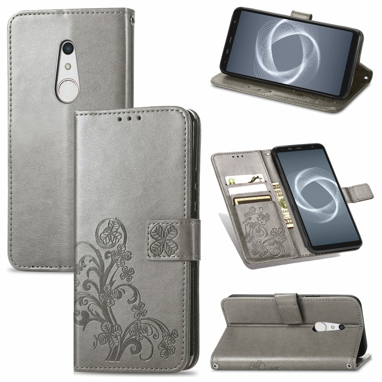 Four-leaf Clasp Embossed Buckle Mobile Phone Protection Leather Case with Lanyard & Card Slot & Wallet & Bracket Function, For Sony Xperia Ace II, For Sony Xperia 10 III, For Sony Xperia 1 III, For ZTE Axon 30 Ultra 5G, For Sharp R6                    ...