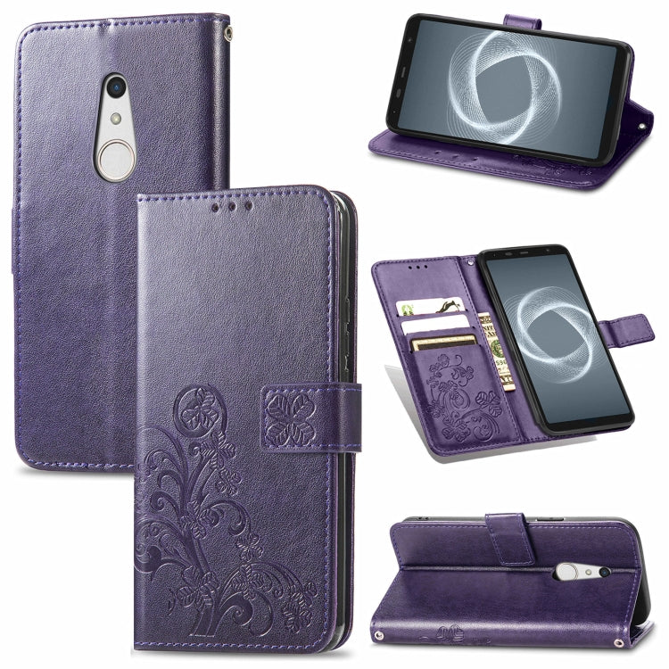 Four-leaf Clasp Embossed Buckle Mobile Phone Protection Leather Case with Lanyard & Card Slot & Wallet & Bracket Function, For Sony Xperia Ace II, For Sony Xperia 10 III, For Sony Xperia 1 III, For ZTE Axon 30 Ultra 5G, For Sharp R6                    ...