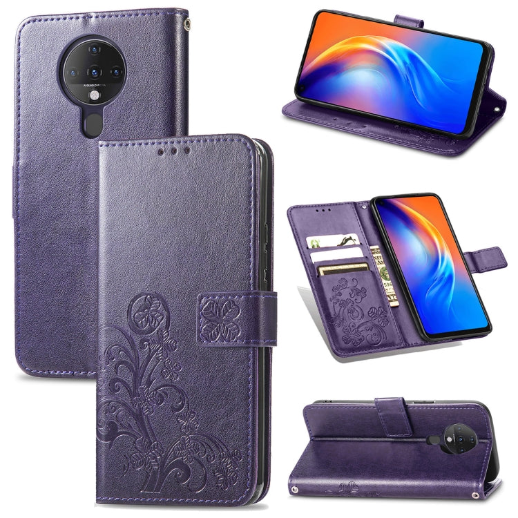Four-leaf Clasp Embossed Buckle Mobile Phone Protection Leather Case with Lanyard & Card Slot & Wallet & Bracket Function, For Sony Xperia Ace II, For Sony Xperia 10 III, For Sony Xperia 1 III, For ZTE Axon 30 Ultra 5G, For Sharp R6                    ...