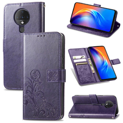 Four-leaf Clasp Embossed Buckle Mobile Phone Protection Leather Case with Lanyard & Card Slot & Wallet & Bracket Function, For Sony Xperia Ace II, For Sony Xperia 10 III, For Sony Xperia 1 III, For ZTE Axon 30 Ultra 5G, For Sharp R6                    ...