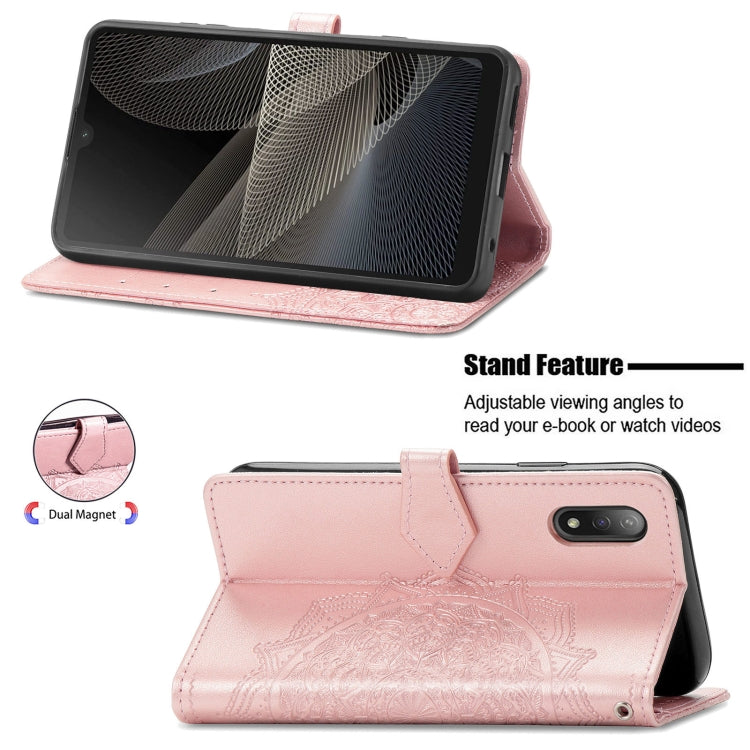 Mandala Flower Embossed Horizontal Flip Leather Case with Bracket / Card Slot / Wallet / Lanyard, For Nokia X10, For Sony Xperia Ace II, For TECNO Pop 3, For Sharp R6, For ZTE 30 Ultra 5G, For ZTE Libero 5G, For TECNO SPARK 6