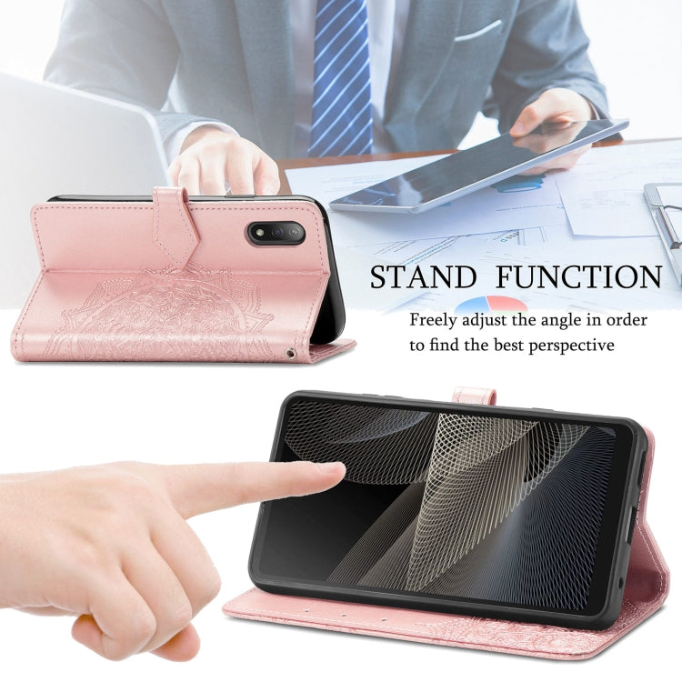 Mandala Flower Embossed Horizontal Flip Leather Case with Bracket / Card Slot / Wallet / Lanyard, For Nokia X10, For Sony Xperia Ace II, For TECNO Pop 3, For Sharp R6, For ZTE 30 Ultra 5G, For ZTE Libero 5G, For TECNO SPARK 6