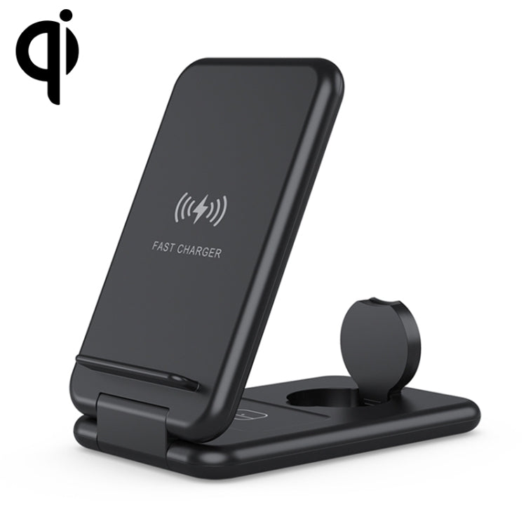 Chargeur sans fil rapide pliable Qi 3 en 1 de 15 W avec support de téléphone pour iPhone, iWatch et AirPod
