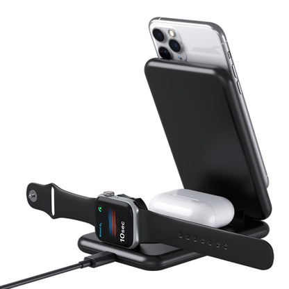 Chargeur sans fil rapide pliable Qi 3 en 1 de 15 W avec support de téléphone pour iPhone, iWatch et AirPod