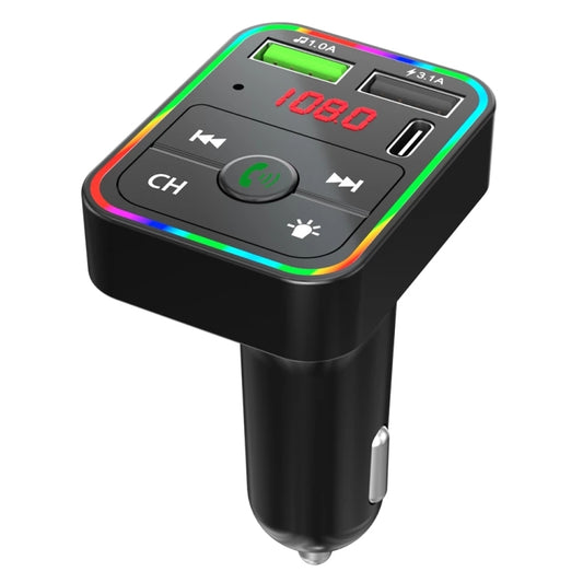 Transmetteur FM de voiture F2 MP3 chargeur USB avec rétroéclairage LED, kit transmetteur FM de voiture avec transmetteur Bluetooth, F2