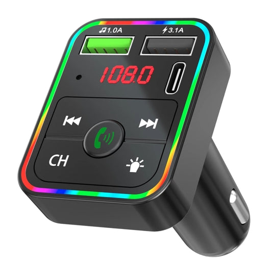 Transmetteur FM de voiture F2 MP3 chargeur USB avec rétroéclairage LED, kit transmetteur FM de voiture avec transmetteur Bluetooth, F2