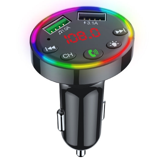 Transmetteur FM Modulateur MP3 de voiture F9, Récepteur audio sans fil mains libres Double chargeur rapide USB Kit de voiture, F9