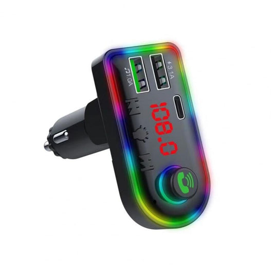 Émetteur FM de voiture F8, lecteur MP3 de voiture type-C avec lumière colorée, F8