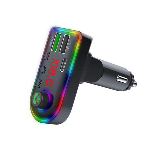 Émetteur FM de voiture F8, lecteur MP3 de voiture type-C avec lumière colorée, F8