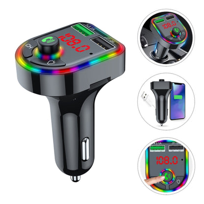 Émetteur FM de voiture F6, lampe d'ambiance colorée, lecteur MP3 et chargeur de voiture, F6