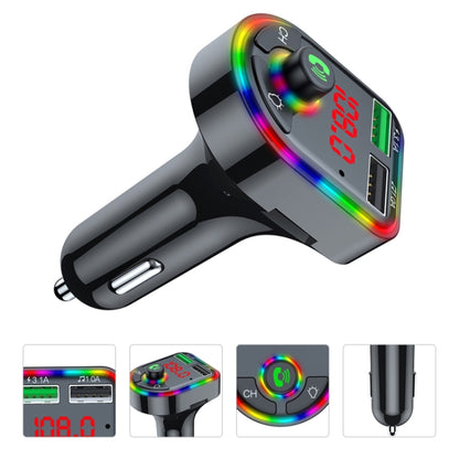 Émetteur FM de voiture F6, lampe d'ambiance colorée, lecteur MP3 et chargeur de voiture, F6