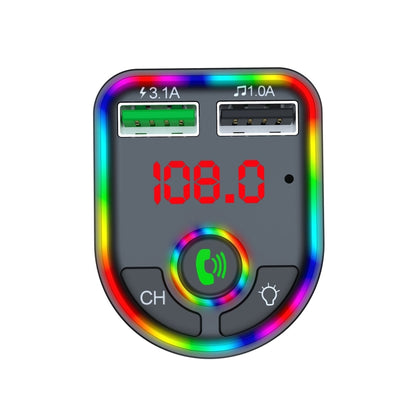 Émetteur FM de voiture F6, lampe d'ambiance colorée, lecteur MP3 et chargeur de voiture, F6