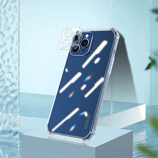 Hat-Prince ENKAY Clear TPU Shockproof Airbag Soft Case + Camera Lens Glass Film, For iPhone 12 Pro, For iPhone 12 Pro Max, For iPhone 12, For iPhone 12 mini, For iPhone 11 Pro, For iPhone 11 Pro Max, For iPhone 11
