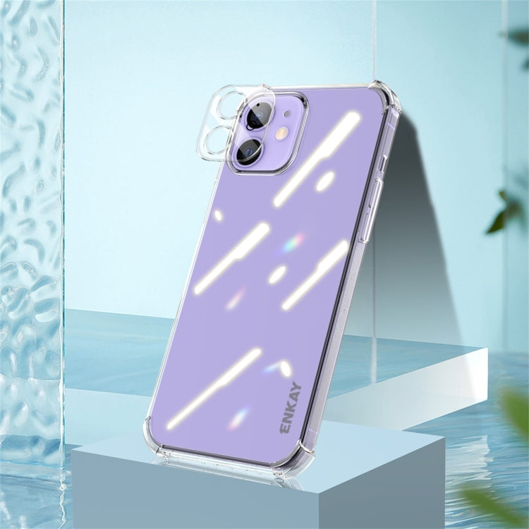 Hat-Prince ENKAY Clear TPU Shockproof Airbag Soft Case + Camera Lens Glass Film, For iPhone 12 Pro, For iPhone 12 Pro Max, For iPhone 12, For iPhone 12 mini, For iPhone 11 Pro, For iPhone 11 Pro Max, For iPhone 11