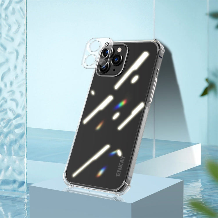 Hat-Prince ENKAY Clear TPU Shockproof Airbag Soft Case + Camera Lens Glass Film, For iPhone 12 Pro, For iPhone 12 Pro Max, For iPhone 12, For iPhone 12 mini, For iPhone 11 Pro, For iPhone 11 Pro Max, For iPhone 11