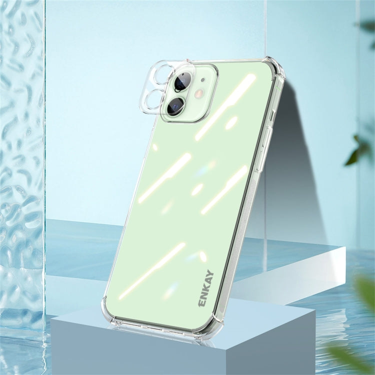 Hat-Prince ENKAY Clear TPU Shockproof Airbag Soft Case + Camera Lens Glass Film, For iPhone 12 Pro, For iPhone 12 Pro Max, For iPhone 12, For iPhone 12 mini, For iPhone 11 Pro, For iPhone 11 Pro Max, For iPhone 11