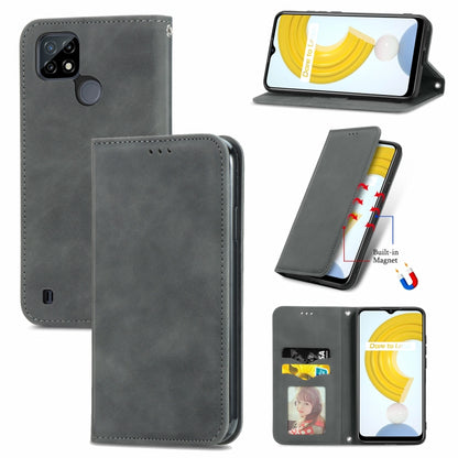 Retro Skin Feel Business Magnetic Horizontal Flip Leather Case With Holder & Card Slots & Wallet & Photo Frame, For OPPO A94 5G, For OPPO A54 5G, For OPPO Reno 5 5G, For OPPO Reno 5 5G X3 Lite, For OPPO Realme C21, For OPPO Realme GT 5G, For Meizu 18