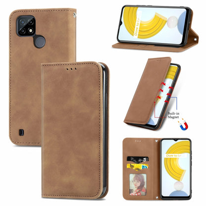 Retro Skin Feel Business Magnetic Horizontal Flip Leather Case With Holder & Card Slots & Wallet & Photo Frame, For OPPO A94 5G, For OPPO A54 5G, For OPPO Reno 5 5G, For OPPO Reno 5 5G X3 Lite, For OPPO Realme C21, For OPPO Realme GT 5G, For Meizu 18