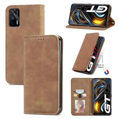 Retro Skin Feel Business Magnetic Horizontal Flip Leather Case With Holder & Card Slots & Wallet & Photo Frame, For OPPO A94 5G, For OPPO A54 5G, For OPPO Reno 5 5G, For OPPO Reno 5 5G X3 Lite, For OPPO Realme C21, For OPPO Realme GT 5G, For Meizu 18