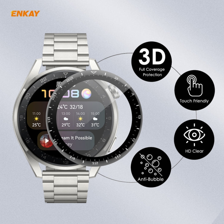 For Huawei WATCH 3 Pro 48mm ENKAY Hat-Prince 3D Full Coverage Soft PC Edge + PMMA HD Screen Protector Film, 1 PC, 2 PCS, 5 PCS, 10 PCS
