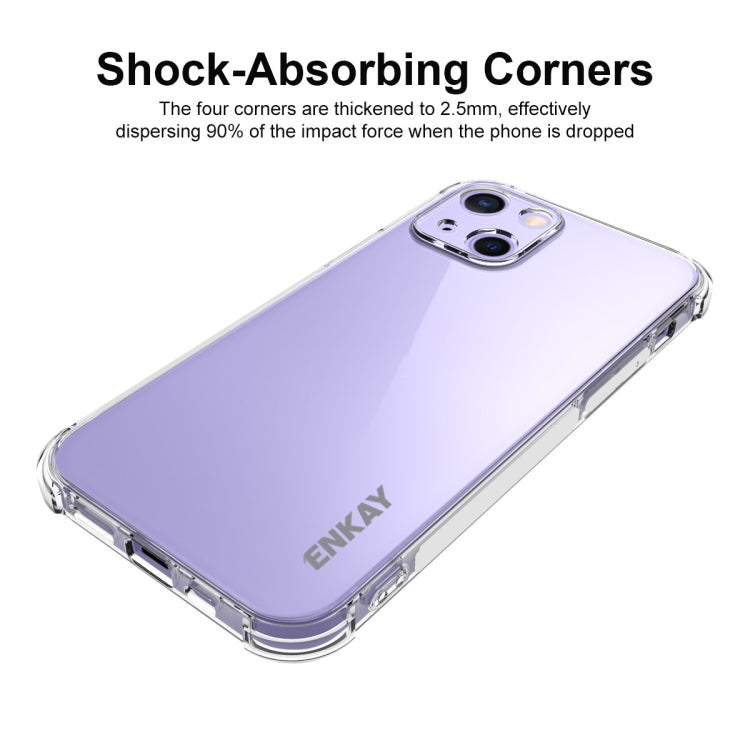 Hat-Prince ENKAY Clear TPU Shockproof Soft Case Drop Protection Cover + Full Coverage Tempered Glass Protector Film, For iPhone 13 mini, For iPhone 13, For iPhone 13 Pro, For iPhone 13 Pro Max