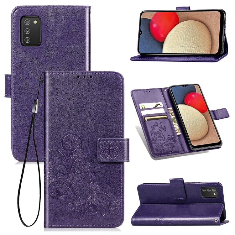 Four-leaf Clasp Embossed Buckle Mobile Phone Protection Leather Case with Lanyard & Card Slot & Wallet & Bracket Function, For Samsung Galaxy A03s 164mm, For Samsung Galaxy A82 5G, For Samsung Galaxy M32, For UMIDIGI A9, For TCL 20 S, For Nokia 1.4    ...