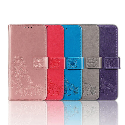 Four-leaf Clasp Embossed Buckle Mobile Phone Protection Leather Case with Lanyard & Card Slot & Wallet & Bracket Function, For Samsung Galaxy A03s 164mm, For Samsung Galaxy  A22 4G, For Samsung Galaxy A82 5G, For Samsung Galaxy Z Fold3                 ...