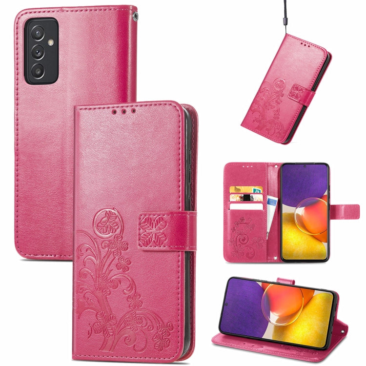 Four-leaf Clasp Embossed Buckle Mobile Phone Protection Leather Case with Lanyard & Card Slot & Wallet & Bracket Function, For Samsung Galaxy A03s 164mm, For Samsung Galaxy  A22 4G, For Samsung Galaxy A82 5G, For Samsung Galaxy Z Fold3                 ...