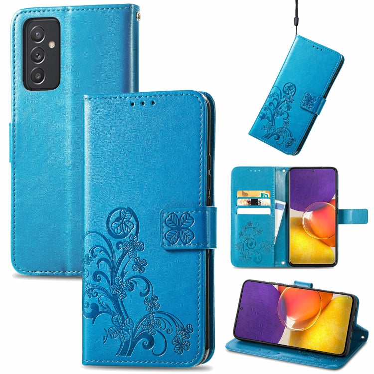 Four-leaf Clasp Embossed Buckle Mobile Phone Protection Leather Case with Lanyard & Card Slot & Wallet & Bracket Function, For Samsung Galaxy A03s 164mm, For Samsung Galaxy  A22 4G, For Samsung Galaxy A82 5G, For Samsung Galaxy Z Fold3                 ...