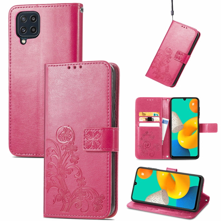 Four-leaf Clasp Embossed Buckle Mobile Phone Protection Leather Case with Lanyard & Card Slot & Wallet & Bracket Function, For Samsung Galaxy A03s 164mm, For Samsung Galaxy  A22 4G, For Samsung Galaxy A82 5G, For Samsung Galaxy Z Fold3                 ...