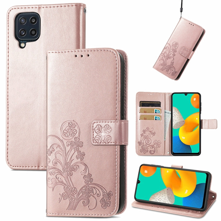 Four-leaf Clasp Embossed Buckle Mobile Phone Protection Leather Case with Lanyard & Card Slot & Wallet & Bracket Function, For Samsung Galaxy A03s 164mm, For Samsung Galaxy A82 5G, For Samsung Galaxy M32, For UMIDIGI A9, For TCL 20 S, For Nokia 1.4    ...