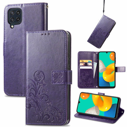 Four-leaf Clasp Embossed Buckle Mobile Phone Protection Leather Case with Lanyard & Card Slot & Wallet & Bracket Function, For Samsung Galaxy A03s 164mm, For Samsung Galaxy  A22 4G, For Samsung Galaxy A82 5G, For Samsung Galaxy Z Fold3                 ...