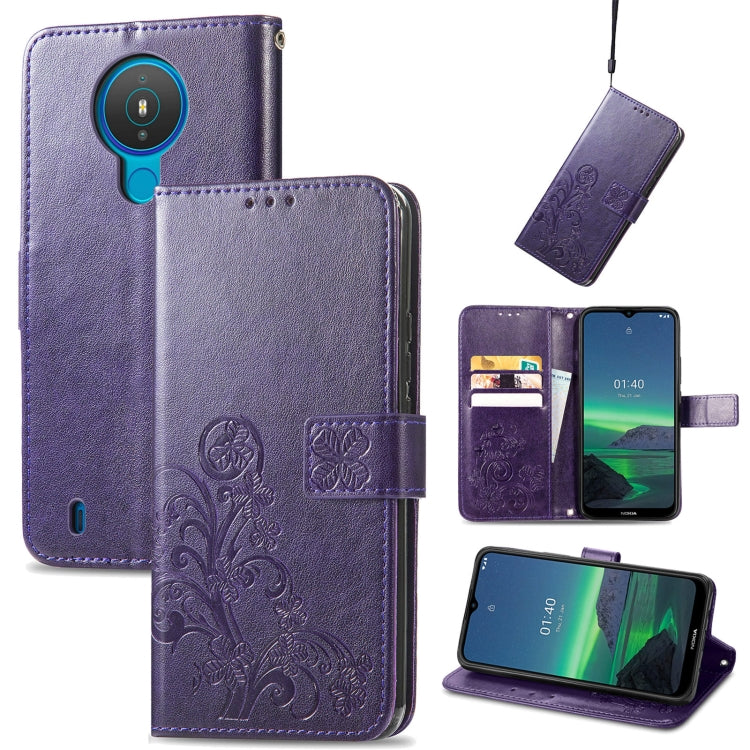 Four-leaf Clasp Embossed Buckle Mobile Phone Protection Leather Case with Lanyard & Card Slot & Wallet & Bracket Function, For Samsung Galaxy A03s 164mm, For Samsung Galaxy  A22 4G, For Samsung Galaxy A82 5G, For Samsung Galaxy Z Fold3                 ...