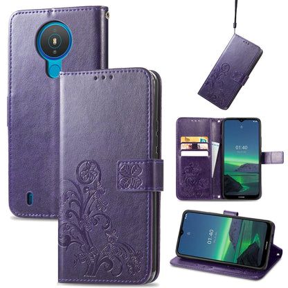 Four-leaf Clasp Embossed Buckle Mobile Phone Protection Leather Case with Lanyard & Card Slot & Wallet & Bracket Function, For Samsung Galaxy A03s 164mm, For Samsung Galaxy  A22 4G, For Samsung Galaxy A82 5G, For Samsung Galaxy Z Fold3                 ...
