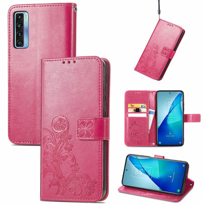Four-leaf Clasp Embossed Buckle Mobile Phone Protection Leather Case with Lanyard & Card Slot & Wallet & Bracket Function, For Samsung Galaxy A03s 164mm, For Samsung Galaxy  A22 4G, For Samsung Galaxy A82 5G, For Samsung Galaxy Z Fold3                 ...