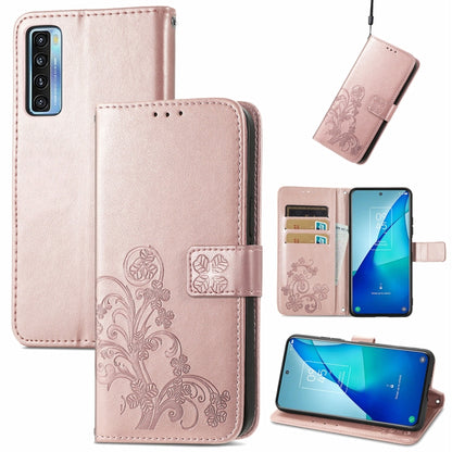 Four-leaf Clasp Embossed Buckle Mobile Phone Protection Leather Case with Lanyard & Card Slot & Wallet & Bracket Function, For Samsung Galaxy A03s 164mm, For Samsung Galaxy  A22 4G, For Samsung Galaxy A82 5G, For Samsung Galaxy Z Fold3                 ...