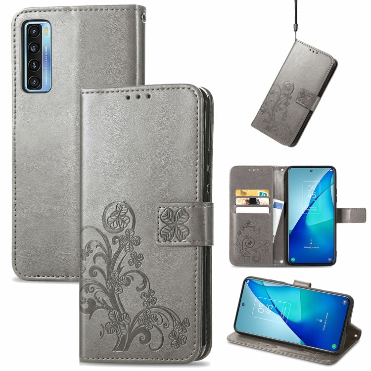 Four-leaf Clasp Embossed Buckle Mobile Phone Protection Leather Case with Lanyard & Card Slot & Wallet & Bracket Function, For Samsung Galaxy A03s 164mm, For Samsung Galaxy  A22 4G, For Samsung Galaxy A82 5G, For Samsung Galaxy Z Fold3                 ...